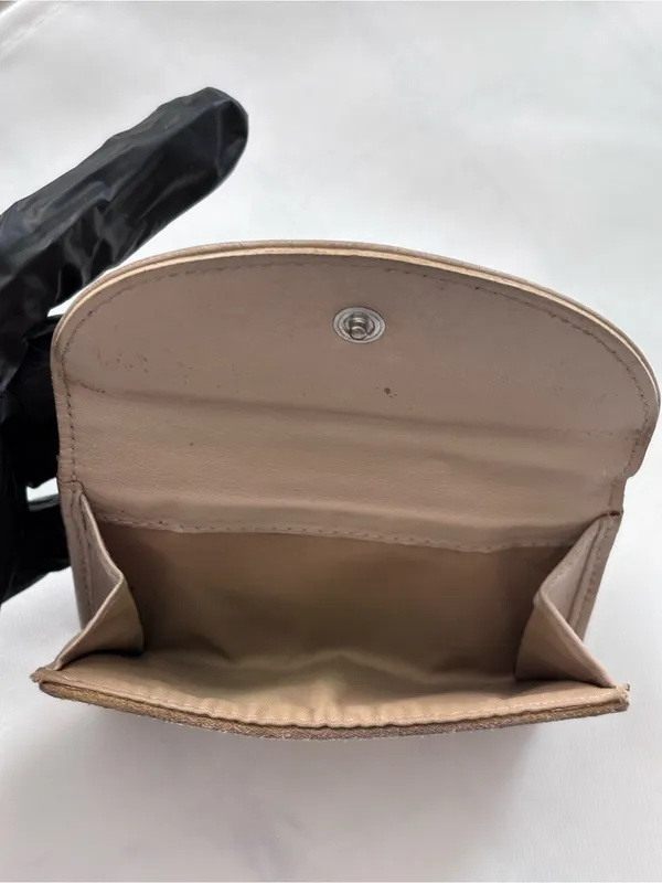 Vintage Christian Dior Oblique Trotter Bow Wallet Trifold Canvas Leather Beige - Image 7