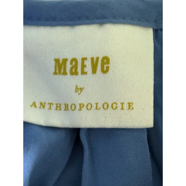 ANTHROPOLOGIE MAEVE SHORT PUFF SLEEVE BUBBLE TIERED BLOUSE SHIRT TOP Small Blue - Image 7