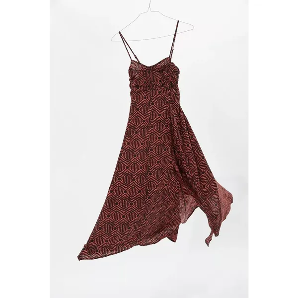Urban Outfitters Veronica Midi Dress Size XS Ruched Geometric Smocked Back - Image 14