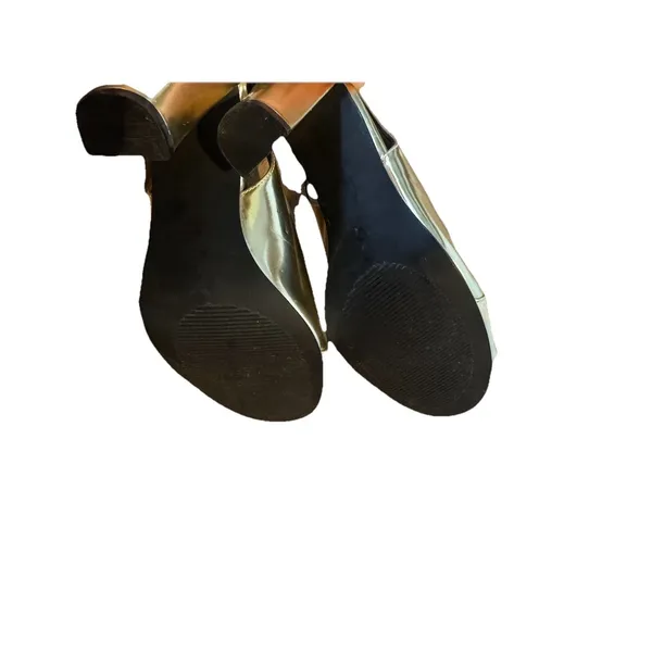 Charlotte Russe Women's Y2K Gold Peep Toe Block Heel High‎ Heels Pumps Size 6.5 - Image 6