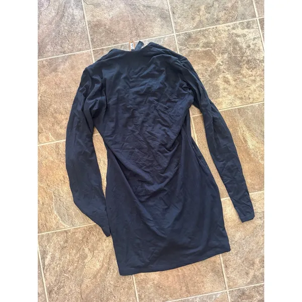 Skims Smooth Layers Deep Plunge Mini Dress Obsidian Size Large - Image 7