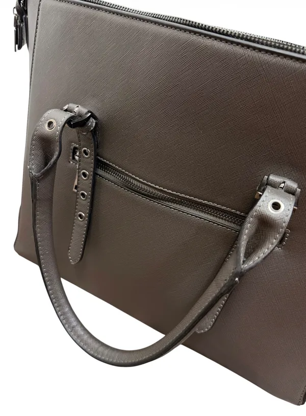 Laptop Travel Tote Bag Granite Grey Saffiano Eco Leather 15.6in Size Large - Image 11
