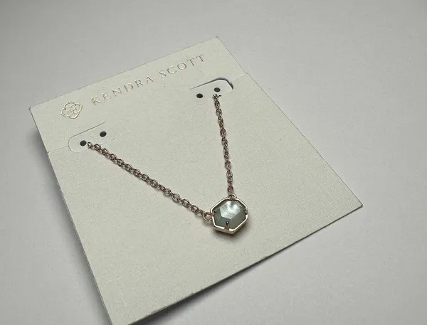 Kendra Scott Mabel Light Blue Rose Gold Tone Necklace Adjustable Length NWT - Image 8