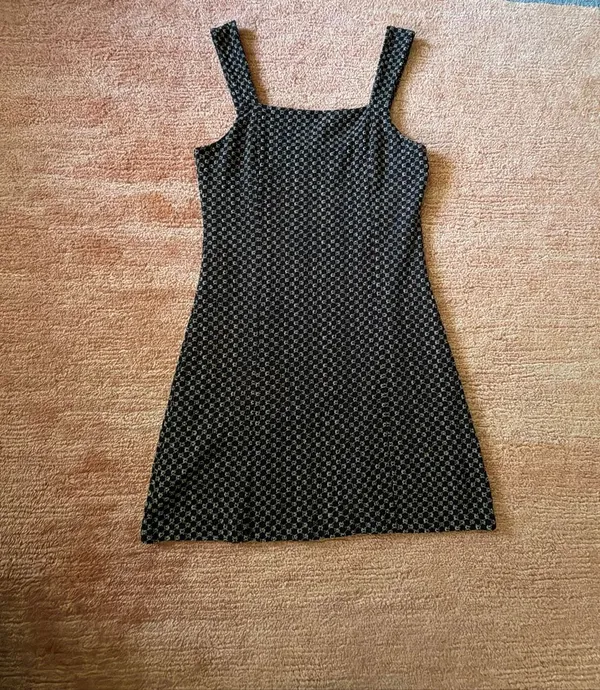 Free People Black Cream Textured Knit Mini Dress Size M - Image 2
