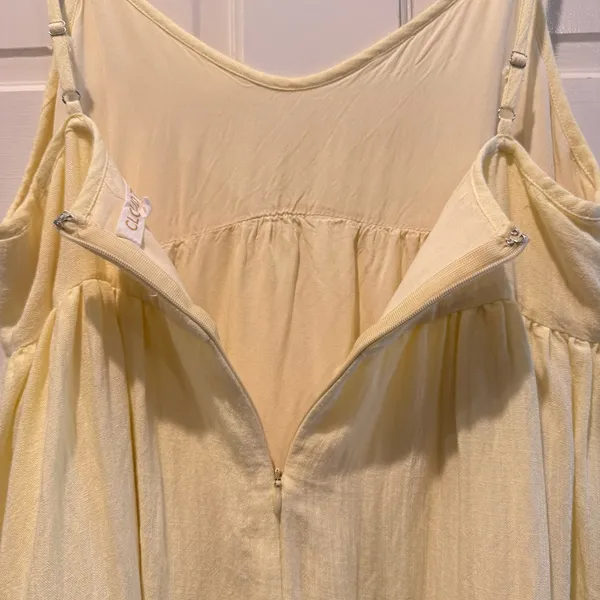 Cloud Ten Babydoll Mini Dress Frayed Hem Linen Blend Summer Yellow‎ Size Medium - Image 6