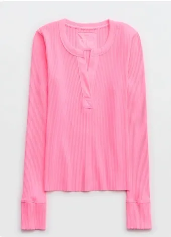 Aerie Fireside Long Sleeve Henley T-Shirt - Image 3