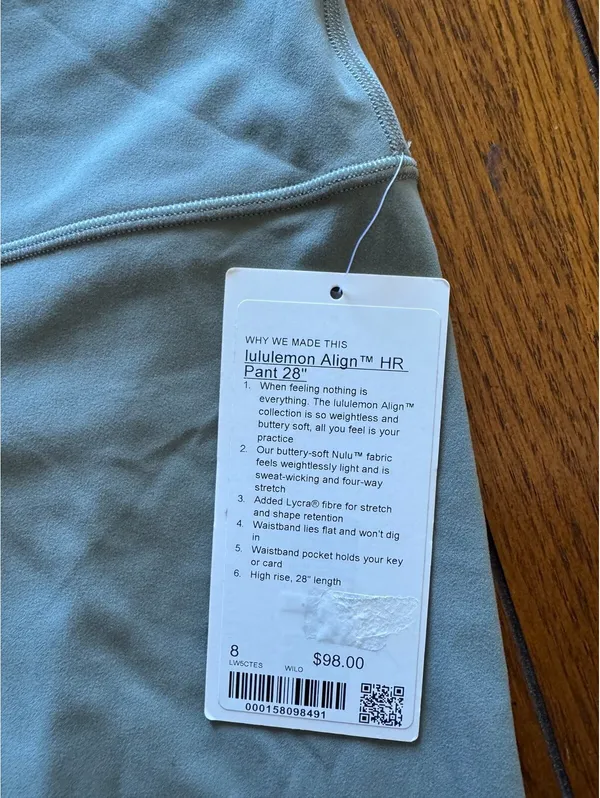 Lululemon Align High Rise 28” Willow Leaf Size 8 NWT - Image 4
