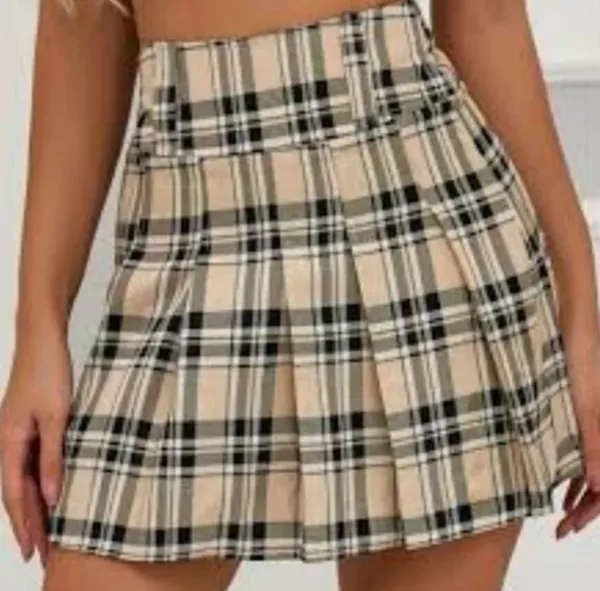 SheIn Plaid Pleated High Rise Mini Skirt - Image 2