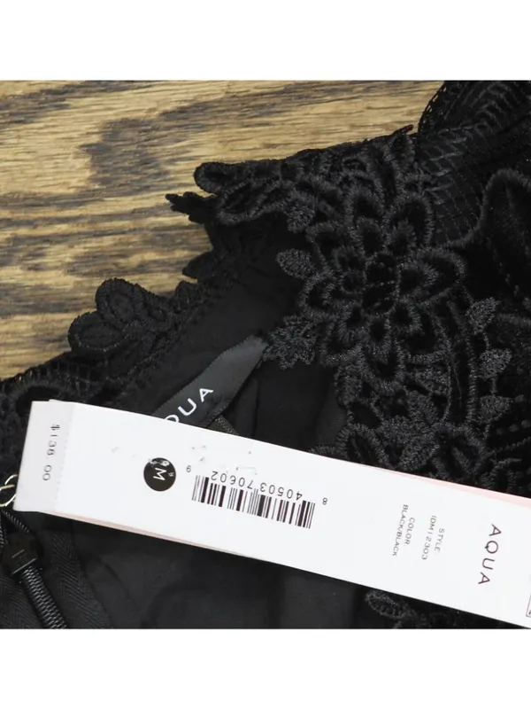 NWT Aqua Womens Lace Puff Sleeve Mini Dress IDM12303 Black M - Image 6