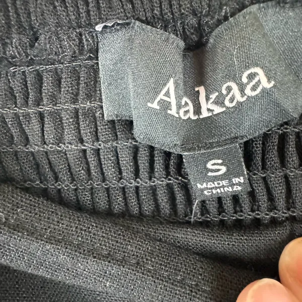 Aakaa Mary Pant Set Halter Top Size Small Black Smocked Wrap NWT - Image 3