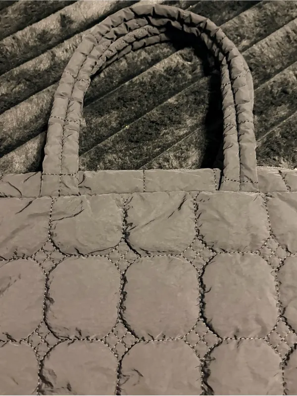 Quilted Black Women’s Tote Bag - Everyday Puffer Style - Image 3