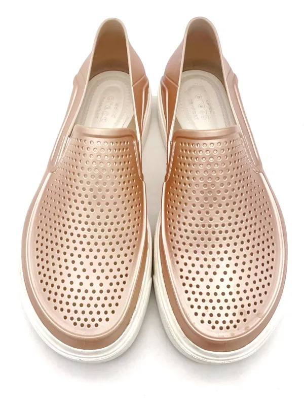 Crocs CitiLane Roka Slip On Shoes Women 7 Rose Gold Metallic Perforated Sneaker - Image 8