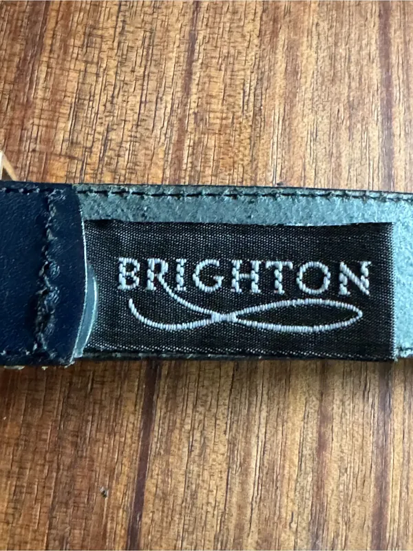Brighton Navy Leather Belt with Gold-Tone Buckle - Image 7