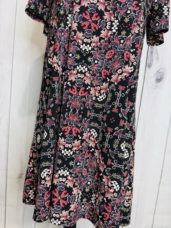 BCBGeneration Womens Size L Floral Short Sleeve A-Line Dress Mock Neck - Image 3