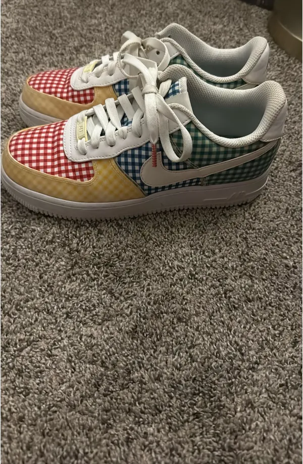 Nike Air Force 1 Gingham Pack Multicolor Sneakers Size 8 - Image 4