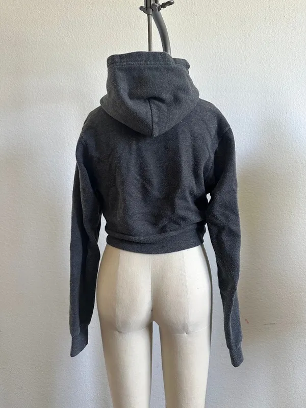 American Apparel Cropped Zip Hoodie Gray XS - Image 3