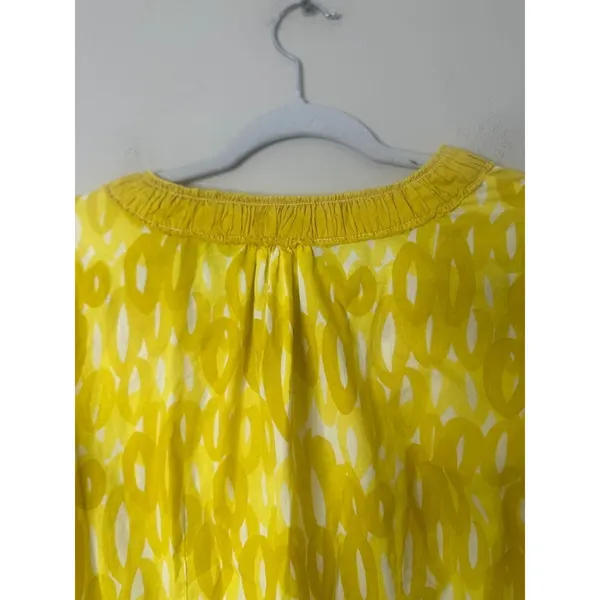 Boden‎ Cotton Tunic Dress Geometric Casual Beaded Yellow Size 8 Lightweight - Image 3
