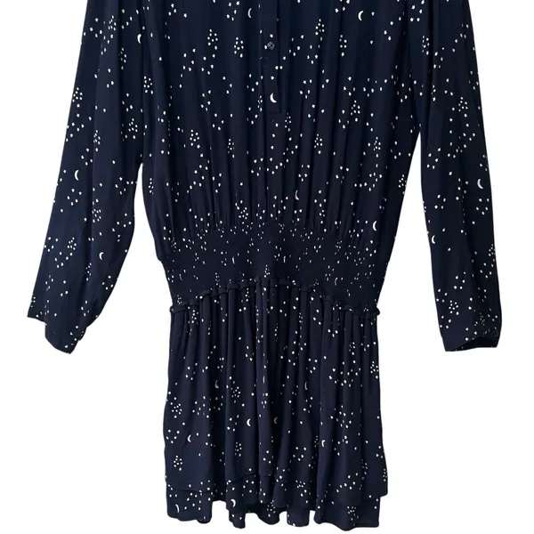 Rails Juliette‎ Navy Galaxy Long Sleeve Drop Waist Mini Dress Celestial Chic L - Image 5