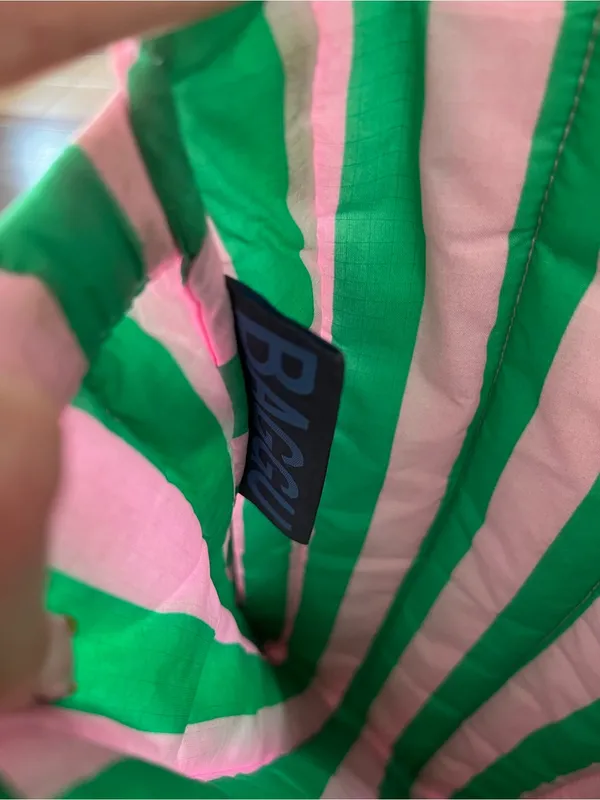 Baggu Puffy Laptop Sleeve Pouch Awning Stripe Pink Green 14” - Image 5