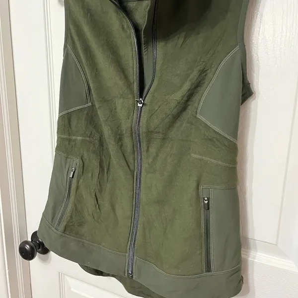 Athleta Vest Womens Small Green Outlander Fleece Zip Up‎ - Image 6