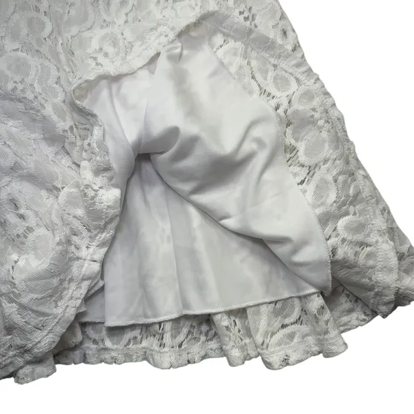 City Studio White Lace Fit Flare Dress Sleeveless‎ Scalloped Neckline Size 11 - Image 9