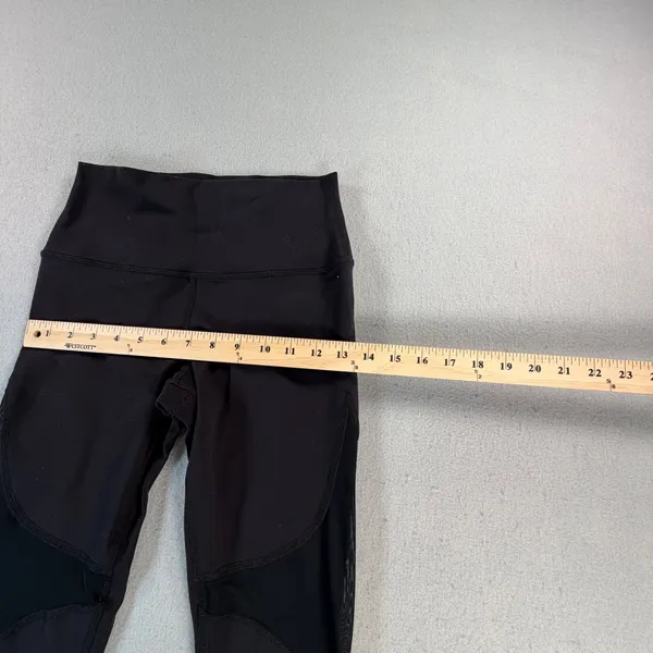 Alo Yoga Coast Mesh Inset Crop Leggings Black High Waist Athletic Pants - Image 6