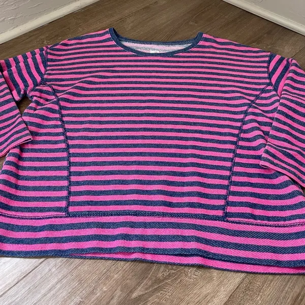 Jcp Pink Blue Striped Long Sleeve Casual Top ~ Cotton Polyester ~ Size XL - Image 5