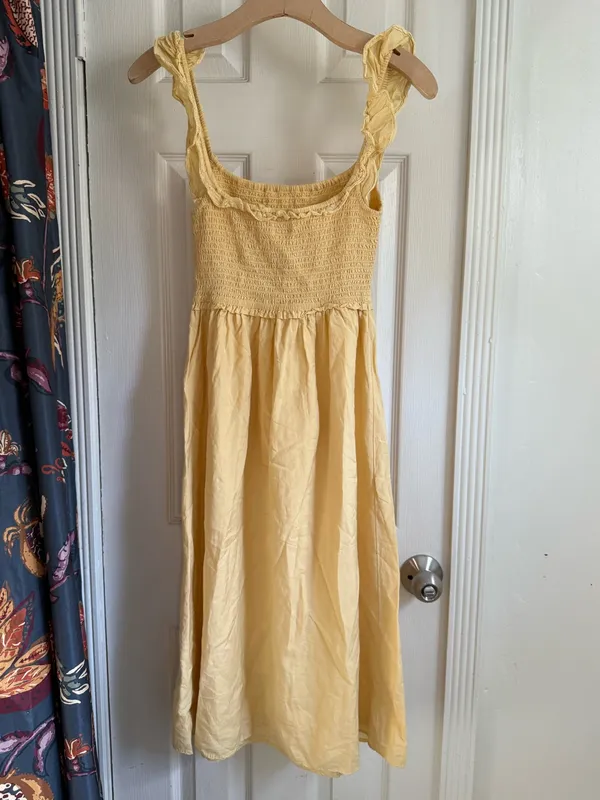 Aritzia Wilfred Reminisce Dress Pastel Yellow Size Small - Image 5