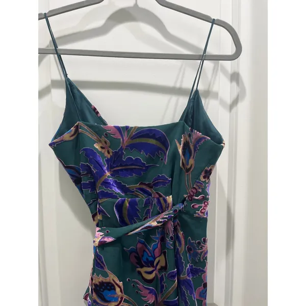 PatBO Nightflower Burnout Velvet Wrap Mini Dress Sz 0 - Image 7