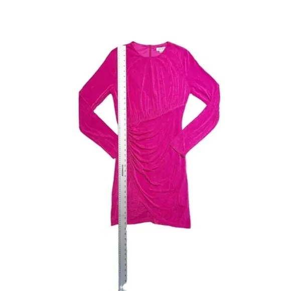 ASOS‎ Urban Revivo Pink Long Sleeve Slinky Mini Ruched Side Dress Size 6 - Image 3