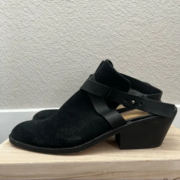 Splendid‎ Black Suede Leather Slingback Open Back Ankle Booties 10 - Image 2