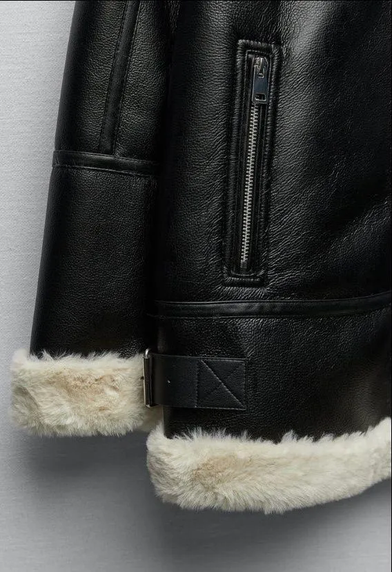 Zara Nwt Double Faced Jacket With Faux Fur - Image 14