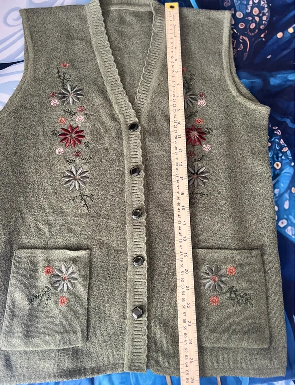 Vest with embroidered detail Green Size M - Image 6
