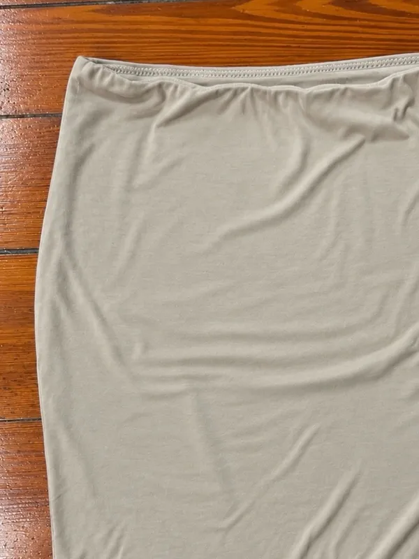 💥Naked Wardrobe Double Layer Smoothing Bodycon Mini Skirt Tan Sz L💛 - Image 5