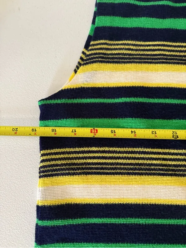 Vintage Old Made in Japan 100% Acrylic Fibre Sleeveless Striped Shirt knitted - Image 2