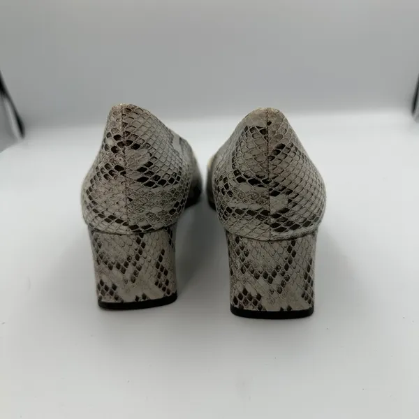 Franco Sarto Snakeskin Pointed Toe Block Heel‎ Pumps Women's 6M Beige Neutral - Image 4