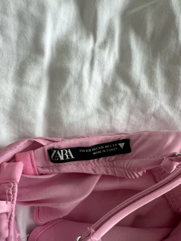 Zara Pink Asymmetric Handkerchief Hem Crop Top - Image 5