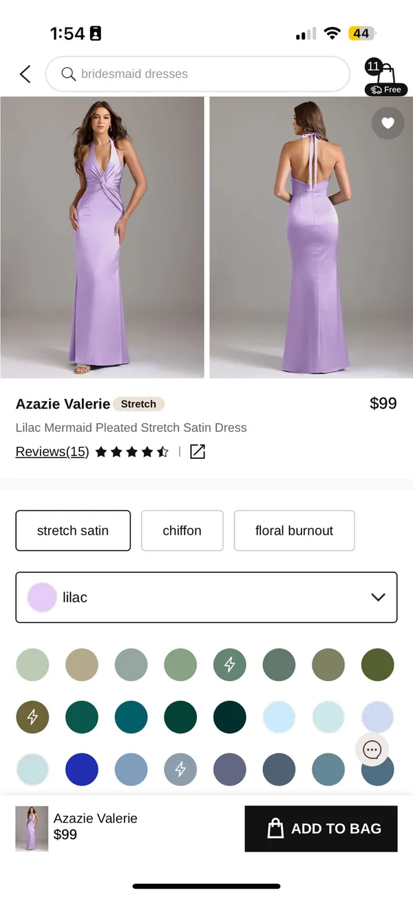 Lilac Satin Halter Bridesmaid Dress - Image 3