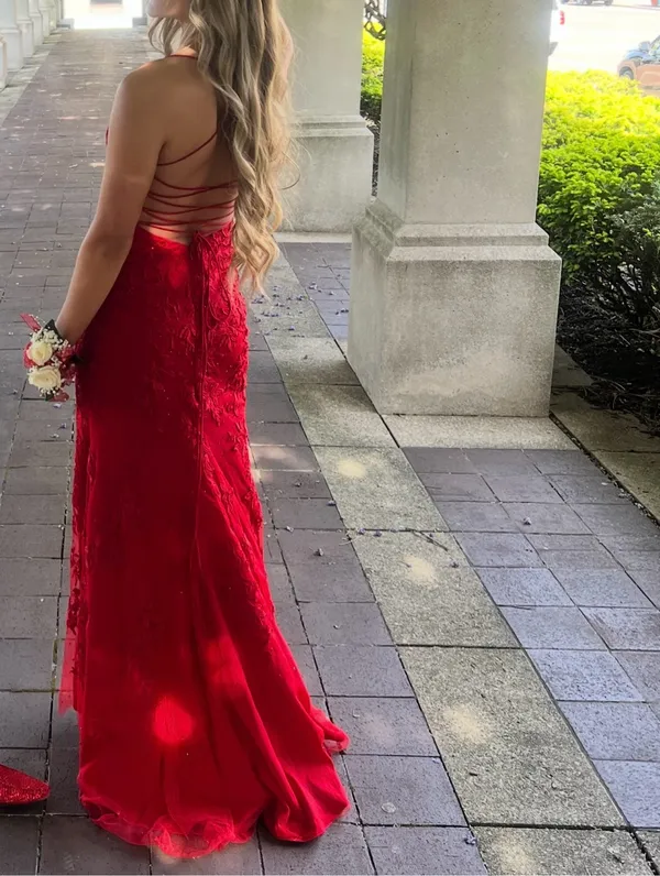 Faviana Prom Dress Red Slit 11054 - Image 2