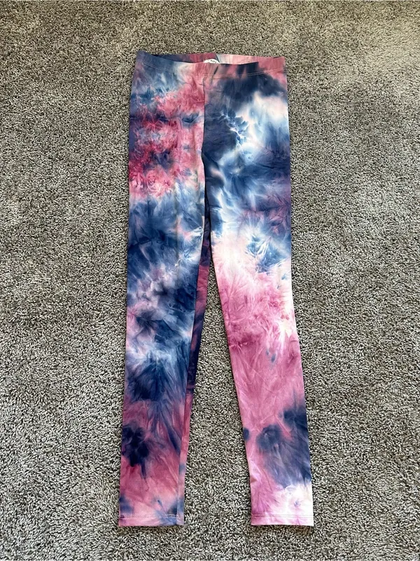 Tie-Dye Stretch Leggings in Pink & Blue - Image 2