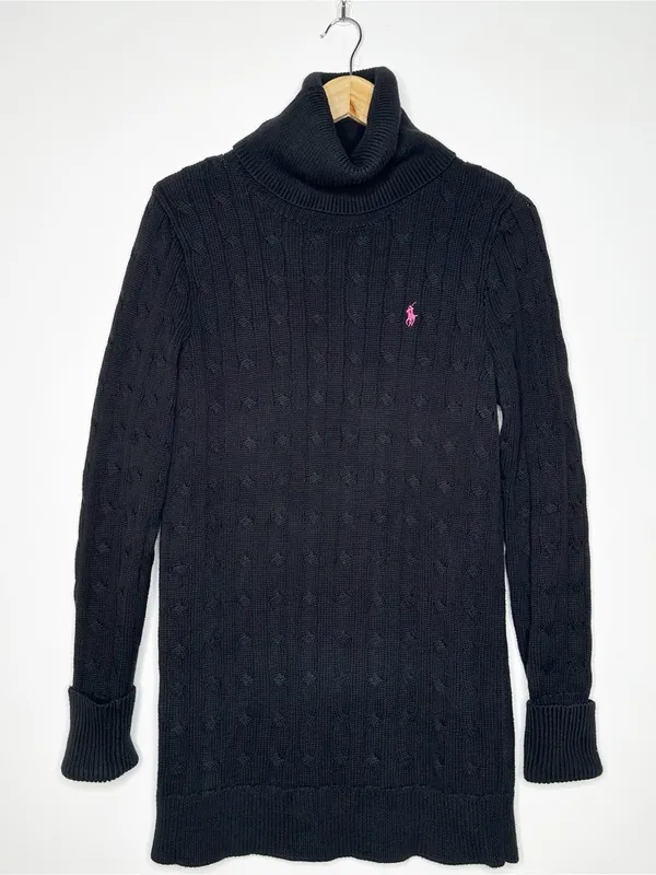 Ralph Lauren Sport Black Cable Knit Turtleneck Sweater Size Medium - Image 2