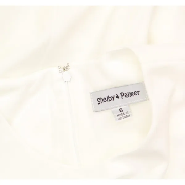 NWT Shelby & Palmer Womens Chiffon Sleeve Knit Ruched Front Dress White 6 - Image 5