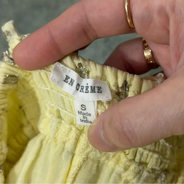 En Creme Womens Deep V-Neck Light Yellow Maxi Dress Sz S Wedding Party Beach EUC - Image 11
