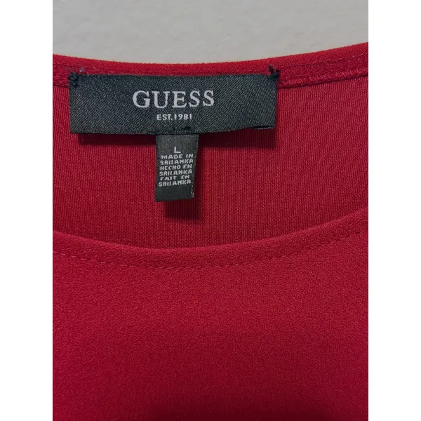 GUESS Sheath Dress Sz L Burgundy Sleeveless Side Knot Draped Professional Office - Image 4