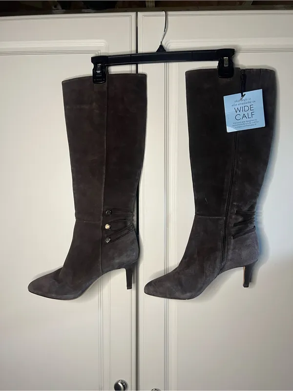 Y2K Antonio Melani Brown Suede Knee High Heeled Boots - Image 12