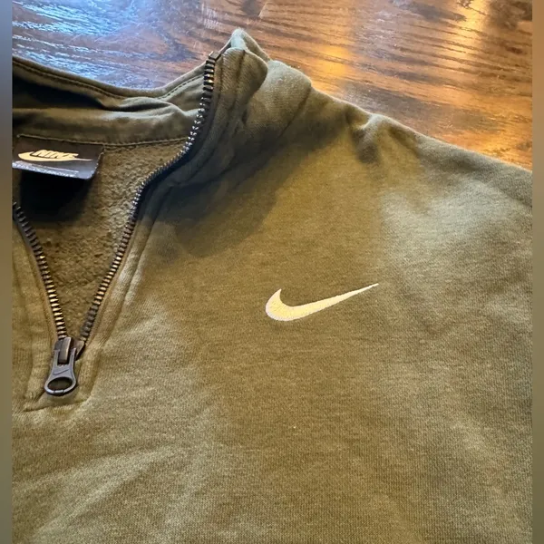 Nike Olive Green 1/4 zip Sweatshirt - Image 3