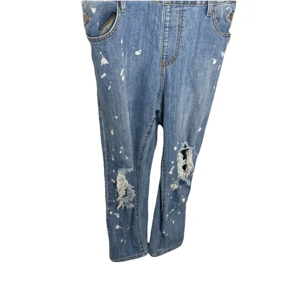 Forever 21+ Blue Denimwear Overalls Distressed Destroyed Med Wash Size 12 - Image 2