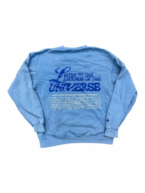 The Mayfair Group Sweatshirt Women’s XS Blue Language Of The Universe Crewneck - Image 6