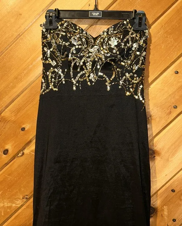 Jump Black beaded & sequins mermaid prom formal strapless gown - Image 4