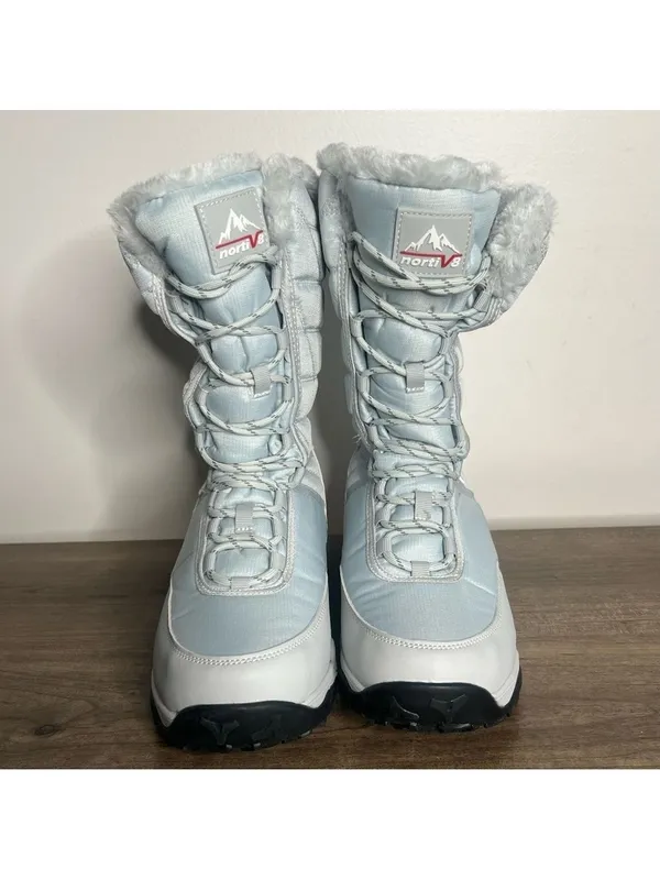 Nortiv 8 Mid Calf Wateproof Silver Blue Women’s Lace Up Winter Boot Size 9.5 - Image 3
